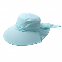 Blue Adjustable Outdoor Wide Brim UV Protection Cap Foldable Cycling Sun Hat