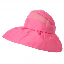Adjustable Outdoor Wide Brim UV Protection Cap Foldable Cycling Sun Hat-Rose Red
