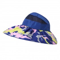 Colorful Adjustable Outdoor Wide Brim UV Protection Cap Foldable Sun Hat-Blue