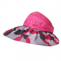 Colorful Adjustable Outdoor Wide Brim UV Protection Cap Foldable Sun Hat-RoseRed