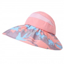 Colorful Adjustable Outdoor Wide Brim UV Protection Cap Foldable Sun Hat-Pink