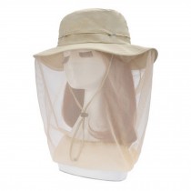 Woman's Adjustable Dustproof Mosquito/UV Protection Cap Foldable Sun Hat-Khaki