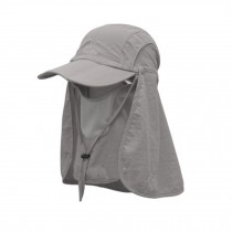 Men & Women Outdoor Multifunctional Flap Hat Neck Protection Cap Light Grey