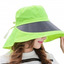 Adjustable Outdoor Wide Brim Hat UV Protection Caps With Lens Sun Hat,Green