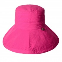 Women's Summer Folding Outdoor Wide Brim Caps Cycling Sun Hat, Rose Red