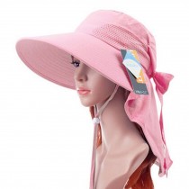 Women's Summer Folding Outdoor Wide Brim Sun Hat Cycling Cap, Pink