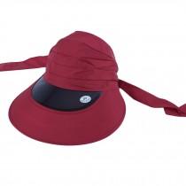 Summer Outdoor Cycling Sun Hat Large Brimmed Protection Hat Deep Red