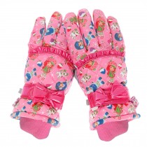 Pretty Girl Snow Skiing Ourdoor Winter Gloves Waterproof 8-10 Years Old Pink