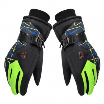 Winter Sports Gloves Windproof Waterproof Thicken Full Finger Gloves Green