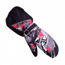 Professional Children Skiing Gloves Winter Windproof Sports Gloves,Black/Red