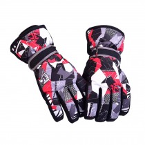 Professional Children Skiing Gloves Winter Windproof Ski Gloves,Black/Red