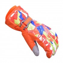 Professional Children Skiing Gloves Winter Windproof Ski Gloves,Orange