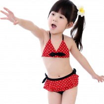 Polka Dot Little Girls Swimsuit Kids Two-pieces Bikini Swimwear 5T Red/Black