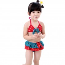 Polka Dot Little Girls Swimsuit Kids Two-pieces Bikini Swimwear 5T Red/Green
