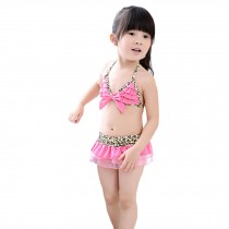 Leopard Style Little Girls Swimsuit Kids Two-pieces Bikini Swimwear 5T Pink