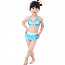 Cute Polka Dot Little Girls Swimsuit Kids Two-pieces Bikini Swimwear 5T Blue