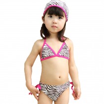 Zebra Pattern Little Girls Swimsuit Kids Two-pieces Bikini Swimwear 5T Rose