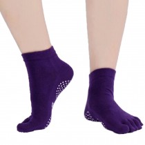 Women's Non Slip Pure Full Toe Yoga Socks Cotton Pilates Socks,Dark Purple