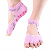 Women's Non Slip Half Toe  Yoga Socks Cotton Toeless&Backless Pilates Socks,Pink