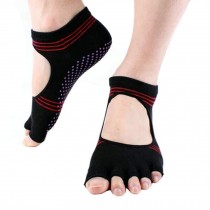 Women's Non Slip Half Toe  Yoga Socks Cotton Toeless&Backless Pilates Socks