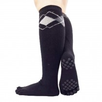 Knee High Socks Non Slip Yoga Socks Cotton  Yoga Full Toe Socks, Black