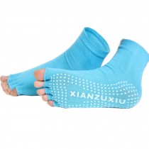 Women's Non-Slip Half Toe Yoga Socks With Grip 2 Pairs Set,Blue
