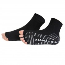 Women's Non-Slip Half Toe Yoga Socks With Grip 2 Pairs Set,Black