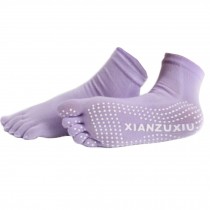 Women's Non Slip Full Toe Yoga Socks With Grip 2 Pairs Set,Purple