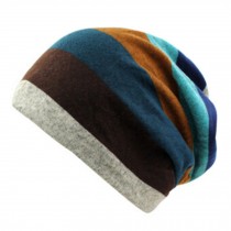 Unisex Casual Hats Winter Warm Beanie Cap Soft Comfortable Felt Hat Stripe Blue