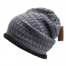 Mens Winter Thicken Soft Villus Hat Stylish Beanie Cap Athletic Knit Hat Grey