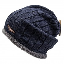 Mens Chapeau Winter Casual Soft Villus Hat Hat Thicken Snow cap Knit Hat Navy
