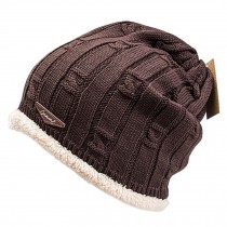 Mens Winter Caps Warm Snow Cap Cold-proof Knit Hat For Outdoor Activities, Brown