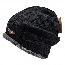 Thicken Snow cap Knit Hat Soft Villus Hat, Perfect For Outdoor Activities Black