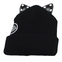 Girls Adorable Stylish Warm Beanie Hat Skully Hat Winter Knit Cap, Black