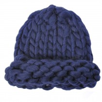 Womens Braid Beanie Hat Braided Ski Snow Cap Winter Knit Hats Deep Blue