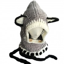 Warm Knit Hat Ski Snow Cap Scarf Winter Knitting Hats for Kids&Women, Grey&White