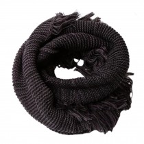 Fashion Winter Autumn Fringe Infinity Loop Scarf Tassel Scarves, Black&Grey