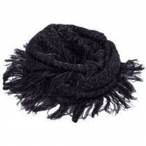 Fashion Autumn Winter Tassel Scarf Infinity Loop Scarves , Black & Gray