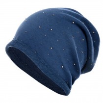 Fashion Beanie Hat Cap with Rhinestone Warm Beanies for Fall / Winter, Blue