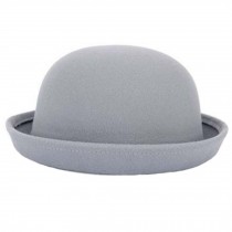 Ladies Elegant Hat Winter Cap Bowler Hat Fedora Hats, Light grey