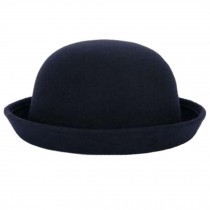 Ladies Elegant Hat Winter Cap Bowler Hat Fedora Hats, Navy
