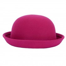 Ladies Elegant Hat Winter Cap Bowler Hat Fedora Hats, Rose Red