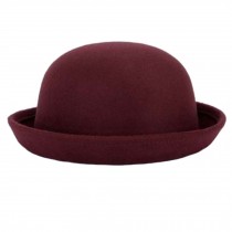Ladies Elegant Hat Winter Cap Bowler Hat Fashion Gift for Women, Wine