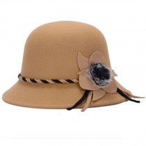 Ladies Elegant Hat Winter Cap Bowler Hat Party Fashion Gift, Light tan