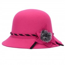 Ladies Elegant Hat Winter Cap Bowler Hat Party Fashion Gift, Rose red