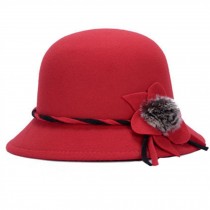 Ladies Elegant Hat Winter Cap Bowler Hat Party Fashion Gift, Red
