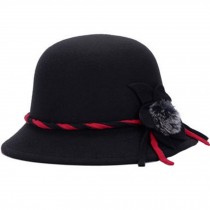Ladies Elegant Hat Winter Cap Bowler Hat Party Beautiful Fashion Gift, Black