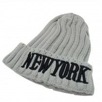 Unisex Thick Slouchy Knit Oversized Beanie Cap Hat NEW YORK,Gray
