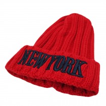 Unisex Thick Slouchy Knit Oversized Beanie Cap Hat NEW YORK,Red