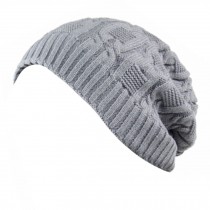 Trendy Winter Warm Cap Chunky Soft Villus Cap Knit Hat Slouchy Beanie  Grey